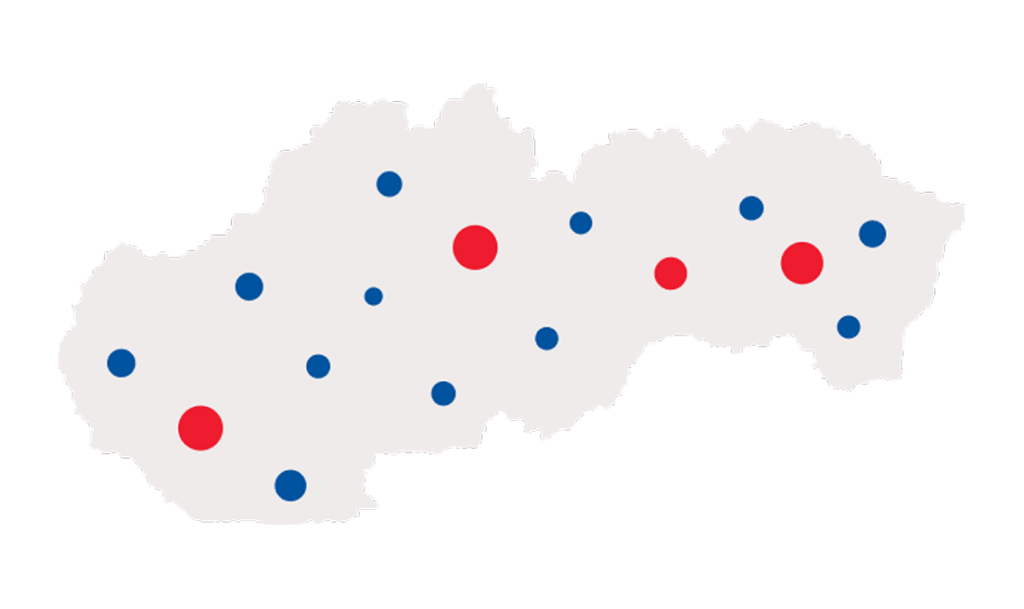 Mapa Slovenska s predajňami Tesco